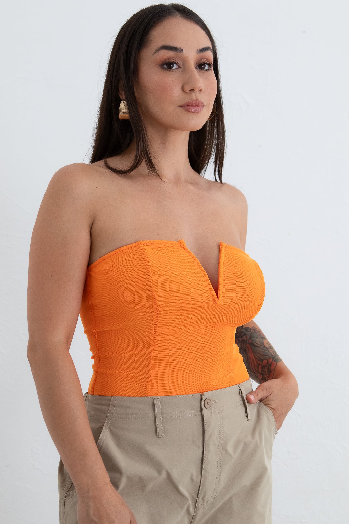 Monaco Chic - Orange Strapless Bodysuit