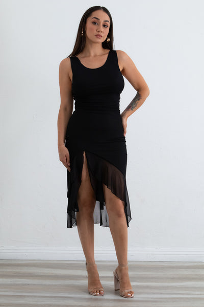 Tahiti Tease - Black Midi Dress