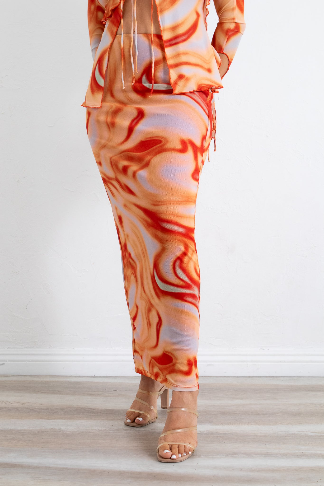 Venetian Romance - Orange Maxi Skirt