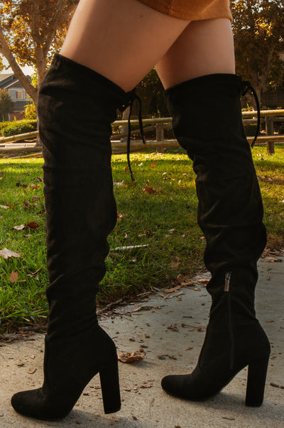 Fashion Desire - Black Over The Knee High Heel Boots