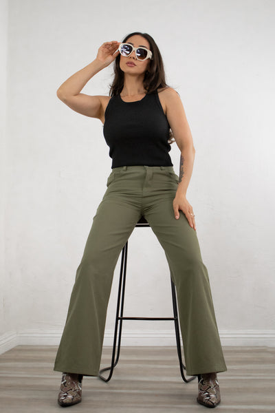 Mahlia - Olive Straight Leg Utility Pants