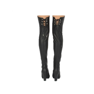 On Time - Black Stretch Over the Knee Boots
