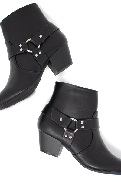 Rouge - Black Ankle Harness Booties