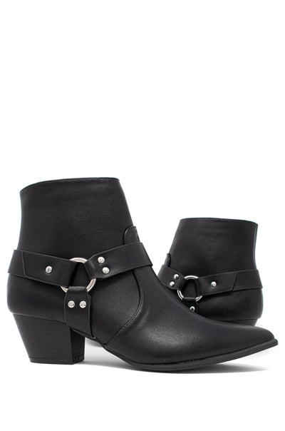 Rouge - Black Ankle Harness Booties