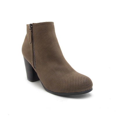 It Girl - Dark Taupe Perforated Ankle Bootie