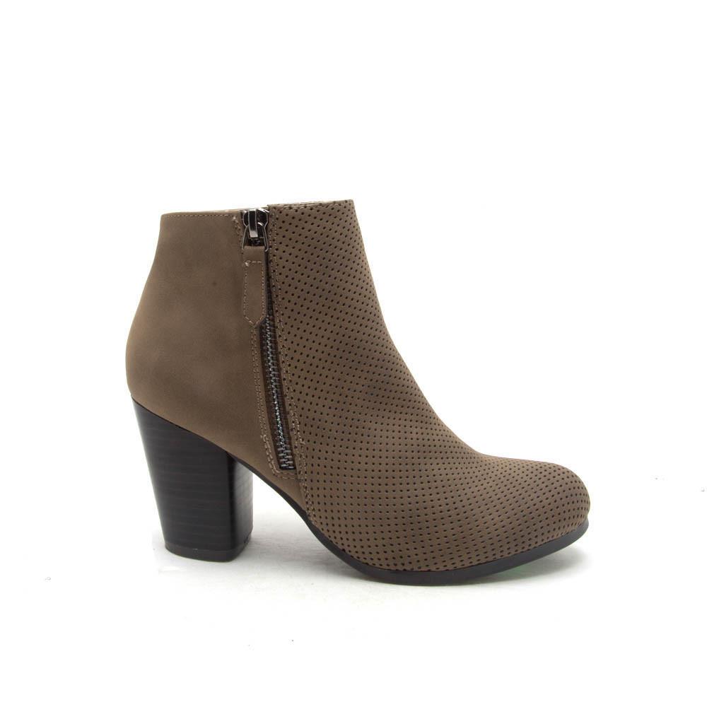 It Girl - Dark Taupe Perforated Ankle Bootie