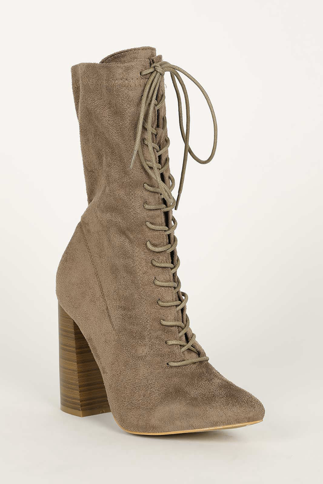 Ransome - Taupe Lace Up Booties