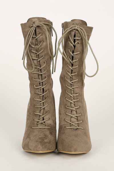 Ransom - Taupe Lace Up Booties