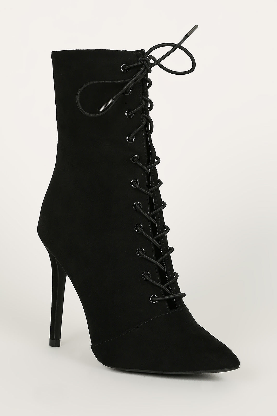 The London - Black Stilleto Lace Up Booties 
