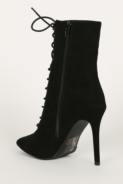 The London - Black Stilleto Lace Up Booties 
