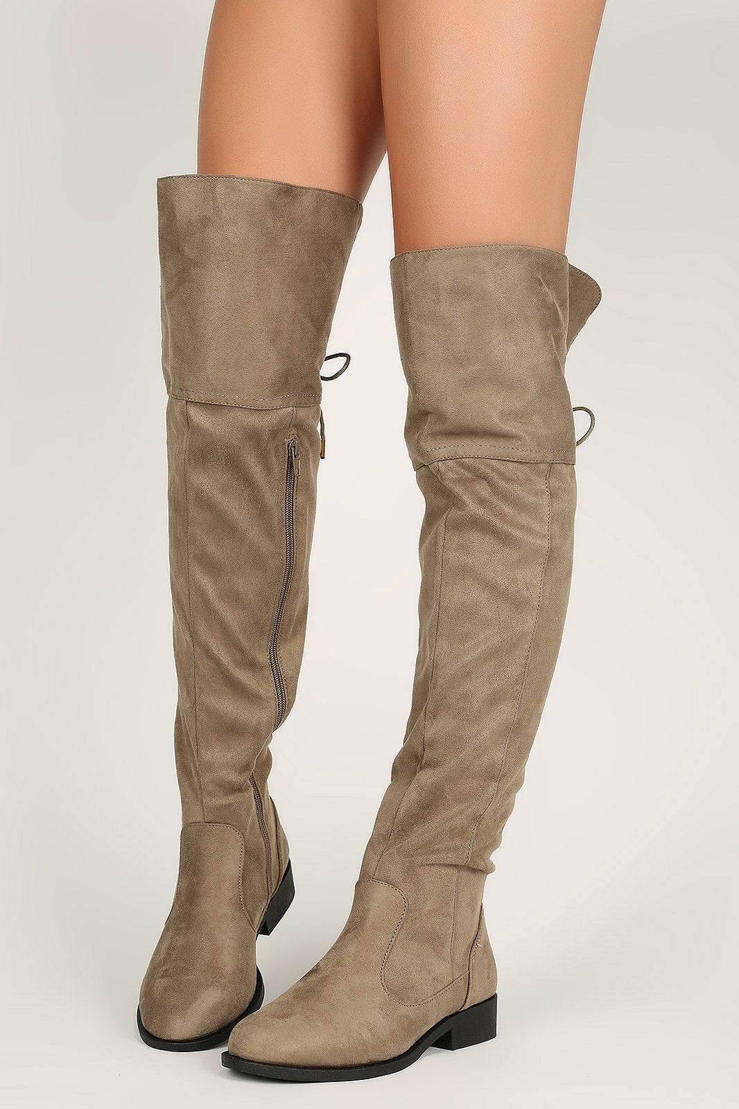 Trendsetter - Taupe Knee High Boots